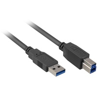 Sharkoon USB-A 3.0 auf USB-B 3.0 Adapterkabel, 1m, Schwarz