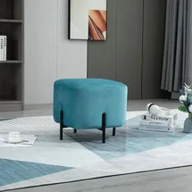 Homcom Fußhocker gepolstert Kunststoff 44,5 x 41,5 x 44,5 cm Türkis