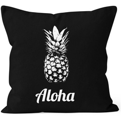 Autiga Dekokissen Kissenbezug Kissen-Hülle Aloha Ananans Pineapple 40×40 Baumwolle Autiga® schwarz