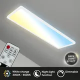 Briloner Leuchten - LED Deckenleuchte CCT, LED Deckenlampe Backlight, Ultra Flach, Dimmbar, Fernbedienung, Warmweiß, Neutralweiß, Kaltweiß, 580x200x30mm (LxBxH), 7403-016