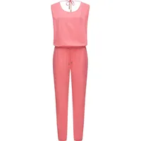 Ragwear Jumpsuit "Noveel", Damen, Gr. XXL (44), Normalgrößen, orange (koralle), 100% Viskose, figurumspielend knöchellang, Rundhals, weit, Overalls Jumpsuit, schicker, langer Damen Overall mit Bindeband