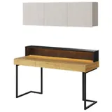 Feldmann-Wohnen Schreibtisch Teen Flex (Teen Flex, 1-St., Kinderzimmer-Set), 3-teilig Hickory Natur betonfarben Raw Steel braun