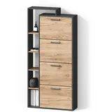 livinity® Ortello 80 x 166,1 x 24,2 cm Goldkraft Eiche/Anthrazit mit 4 Fächern
