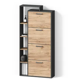 livinity® Ortello 80 x 166,1 x 24,2 cm Goldkraft Eiche/Anthrazit mit 4 Fächern