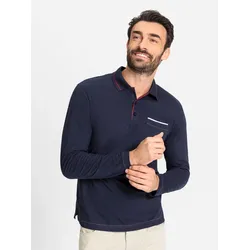 Poloshirt MARCO DONATI "Langarm-Poloshirt", Herren, Gr. 52/54, blau (marine), 100% Baumwolle, unifarben, Langarm, Shirts