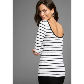 LAURA SCOTT Langarmshirt in weiß gestreift), | Gr.: 36/38,