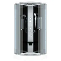 SeniorBad D10-13T0 Komplettdusche mit Schiebetür 90 x 90 cm Schwarz Sicherheitsglas D10-13T0