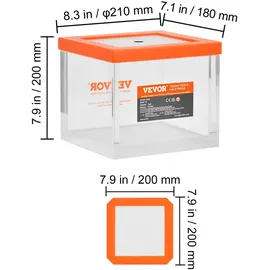 Vevor 2 Gallonen Vakuumkammer, verbesserte Mehrzweck-Vakuum-Entgasungskammer aus Acryl, transparente Vakuumkammer, für Harzentgasung, Kieselgel-entgasung, Gips-entgasung und Vakuumextraktion