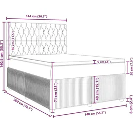 vidaXL Boxspringbett 140 x 200 cm Dunkelgrün