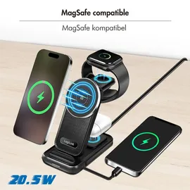 Logilink 4-in-1 Ladestation MagSafe kompatibel, - schwarz