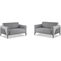 JVmoebel 2-Sitzer Sofa-Set 2-Sitzer Sofas Grau Edelstahl Modern Holz Textil Leder, Made in Europa grau