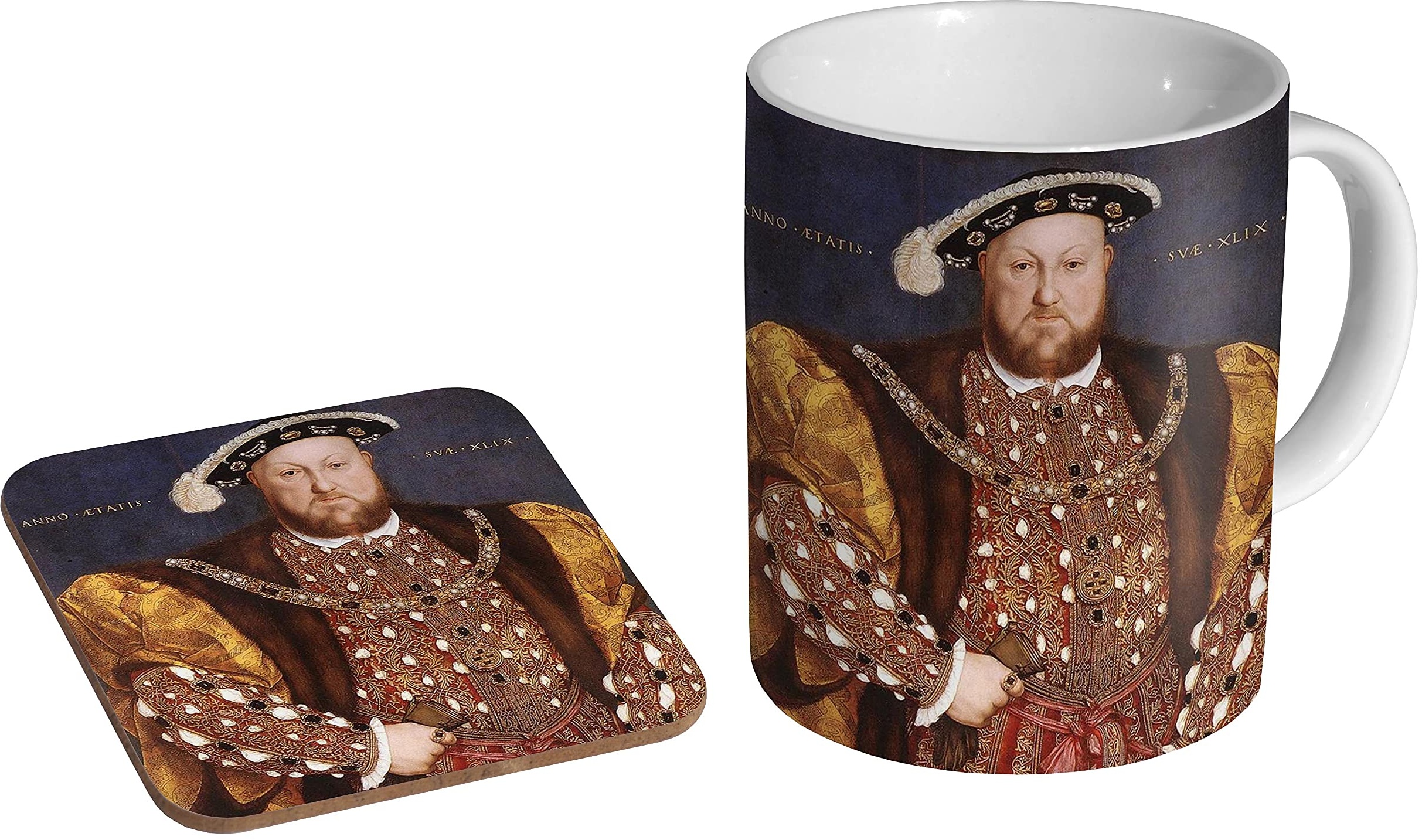 King Henry VIII 8th of England Keramik-Kaffeetasse + Untersetzer Geschenk-Set ...