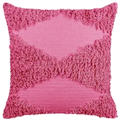 Dekokissen geometrisches Muster Baumwolle rosa getuftet 45 x 45 cm RHOEO