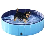 Hundepool Hund Swimmingpool Plantschbecken Faltbare Hundebadewanne Blau