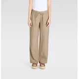 MAC Jeans Chiara Belt Leinenhose Wide Fit Braun 44 30