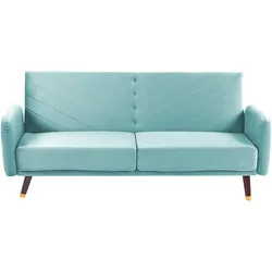 Schlafsofa 3-Sitzer SENJA Samtstoff Hellblau