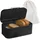 Relaxdays Brotkasten mit Deckel und Brotbeutel Hellbraun,Schwarz