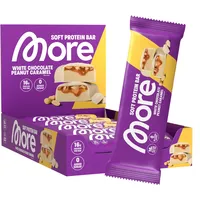 MORE Protein Bar, 10er Box, White Chocolate Peanut Caramel, Protein Riegel ohne Zuckerzusatz (Design kann variieren)