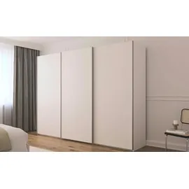 meinSchrank Schwebetürenschrank Regina 301 x 223 x 68 cm Weiß/Beige/Grau/Schwarz