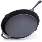 bbq nerd Grillpfanne Ø 35 cm 4600g mit Ausgießer und Griff - Gusseisenpfanne zum Grillen, Rösten, Anbraten - Antihaft-Pfanne Feuerpfanne