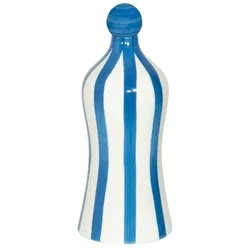 Lido - Zafferanoblau gestreifte Keramikflasche