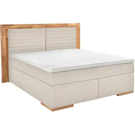Home Affaire Boxspringbett HOME AFFAIRE "Cup", beige, B:210cm L:206cm, Bezug: Luxus-Microfaser (100% Polyester);Bezug: Microfaser (100% Polyester), Komplettbetten, Boxspringbett, mit Massivholzrahmen, mit Topper, in 2 Härtegraden, in 3 Breiten