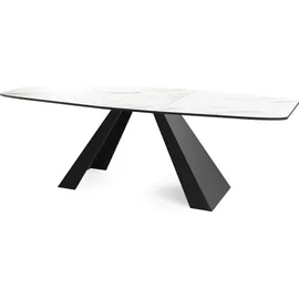 WFL GROUP Esstisch Monte im Modern Stil, Rechteckiger Tisch - Ausziehbar von 180 cm bis 220 cm, Pulverbeschichtete Schwarze Metallbeine - 180 x 90 cm - Weiß... - Weiß