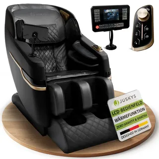 Juskys Massagesessel mit Ganzkörpermassagefunktion Kunstleder 142 x 75 x 105 cm Schwarz 