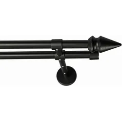 Gardinenstange GARESA "SPYRNA", schwarz, L:160cm Ø:16mm, Metall, Holz, Gardinenstangen, Vorhanggarnitur, verlängerbar, Spitze, ohne Ringe