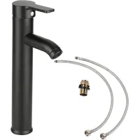 Ej.life - Edelstahl Wasserhahn, Waschtisch Schlauch Armatur Wasserhahn Küchenarmatur - Spültischarmatur Einhebelmischer Waschbecken Mischbatterie Spüle Edelstahl Schwarz
