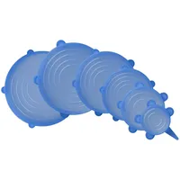 Steuber 6-tlg. Silikondeckel Set Flexi Lid, flexible Universaldeckel, blau