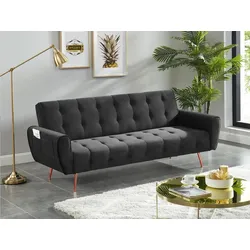 Schlafsofa Klappsofa 3-Sitzer - Samt - Anthrazit - POLANI