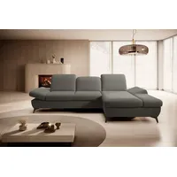 Goldstoff Ecksofa mit Schlaffunktion und Bettkasten - L-Form Sofa Beige/Grau, 1 Teile, Modernes Schlafsofa mit Sofakissen - Premium Couch Cord & L-Form schwarz