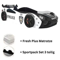 Aileenstore Spielbett Police 90 x 200 cm Holz schwarz
