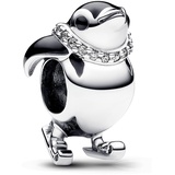 Pandora Moments Ski-Pinguin Charm aus Sterling Silber mit Zirkonia, Kompatibel Moments Armbändern, 792988C01