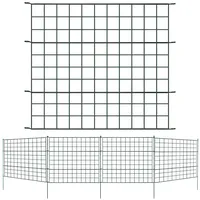 Ikodm Teichzaun Gartenzaun Komplettset - 5 Stück Teichzaun Steckzaun Metall 11 Zaunelemente - 5 Zaunelemente 6 Befestigungsstäbe - Teichschutzzaun Gerade Zaun für Hunde - Länge 3,75 m