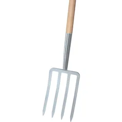 IDEAL Spatengabel silber 4 Zinken T-Stiel Import