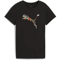Puma Unisex Graphics Floral Cat Logo Tee T-Shirts, PUMA Black, M