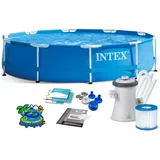 INTEX 3 in 1 Set Frame Pool Gartenpool Schwimmbecken mit Filterpumpe 305 x 76 cm