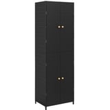 vidaXL Gartenschrank Geräteschrank Beistellschrank Haushaltsschrank Aufbewahrungsschrank Schrank Garten Balkon Schwarz 59x40x180cm Poly Rattan