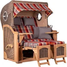 Mr. Deko Strandkorb Düne Bullauge Teak PE Grey Dessin 584