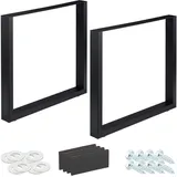 Relaxdays Tischkufen 2er Set, BxH: 80x72 cm, Metall Tischbeine Schreibtisch, Esstisch, Couchtisch, Industrial, schwarz