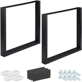 Relaxdays Tischkufen 2er Set, BxH: 80x72 cm, Metall Tischbeine Schreibtisch, Esstisch, Couchtisch, Industrial, schwarz