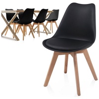 MIADOMODO Esszimmerstuhl Esszimmerstühle 2/4/6/8er Set - aus Kunststoff & Massivholz, Farbwahl (6 St) schwarz