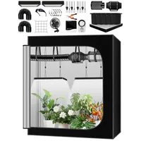QEANY Komplettes Growzelt Set, 60x120x180cm Growbox, Growzelt-System mit 2x100W LED-Wachstumslicht, automatischem 4-Zoll-Lüfter, Kohlefilter und Lüfter, Indoor Grow Tent Set (TZ60120180)