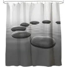 Sanilo Duschvorhang Hot Stones 180 x 200 cm grau/schwarz