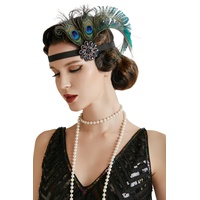 BABEYOND Damen 1920s Stirnband Pfau Feder 21er Jahre Stil Flapper Haarband Inspiriert von Great Gatsby Damen Kostüm Accessoires Stil 2