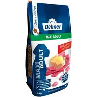 Dehner Premium Hundefutter Maxi Adult, Trockenfutter getreidefrei, für ausgewachsene Hunde großer Rassen, Rind / Lamm / Kartoffel, 4 kg