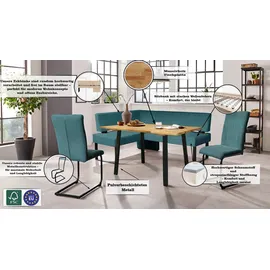 Home Affaire Eckbank HOME AFFAIRE "Oliver mit Metallgestell, Küchenbank", blau (blau (castello 8631), schwarz), B:220cm H:89cm T:160cm, Holzwerkstoff, Massivholz, Polyester, Sitzbänke, Eckbank, verschiedene Bezüge Cord Esszimmerbank OTTOs Choice