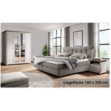 Lomadox Schlafzimmer-Set EPSOM-83, (Spar-Set, 4-tlg), weiß Abisko Esche Nb. mit Lefkas Eiche Nb. weiß